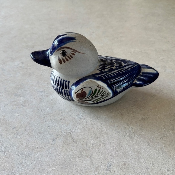 Vintage Tonala MEXICAN HAND PAINTED POTTERY CERAMIC DUCK 4.5” H x 7" W - Picture 6 of 14